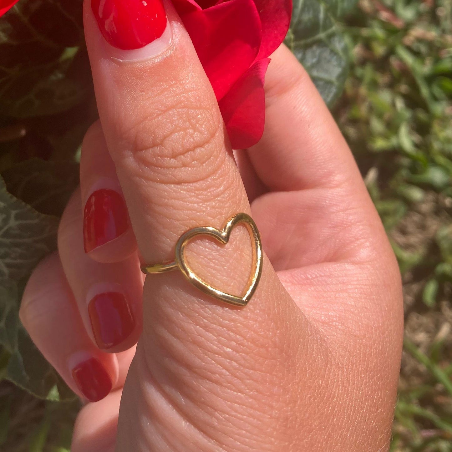 anello in acciaio bagno otro a forma di cuore