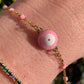 bracciale in acciaio anallergico oro e perline rosa